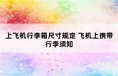 上飞机行李箱尺寸规定 飞机上携带行李须知